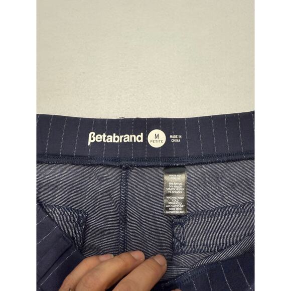 Beta Brand Pinstripe Navy Blue Staight Leg Pants Women’s Size M/ P Tall - Picture 3 of 7